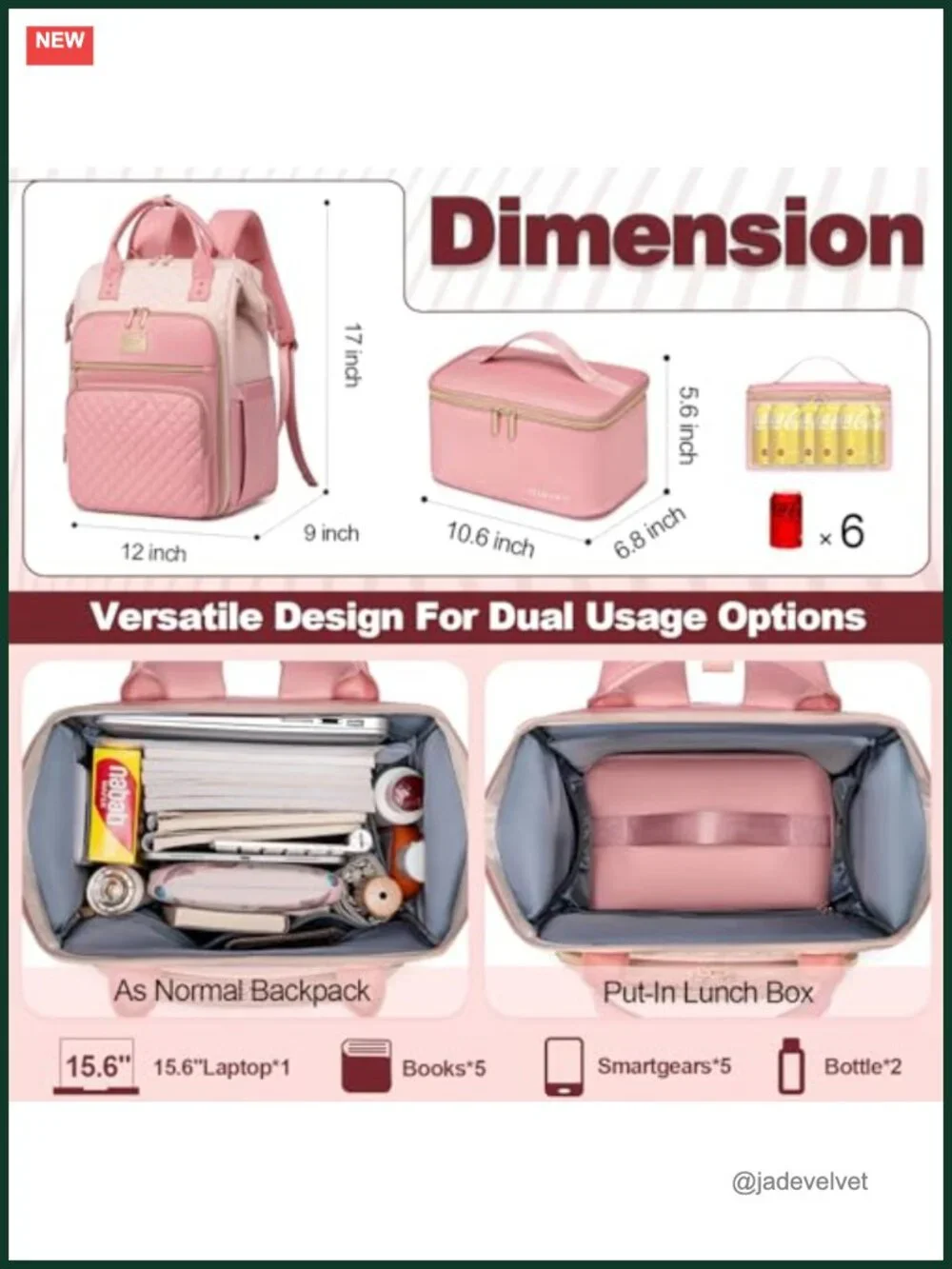 Laptop Backpack with Insulated Lunch Bag, Work Travel Backpack for Women and Men